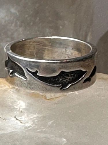 DOLPHIN RING DOLPHINS BAND SIZE 5.50 STERLING SILVER WOMEN (1 of 2)