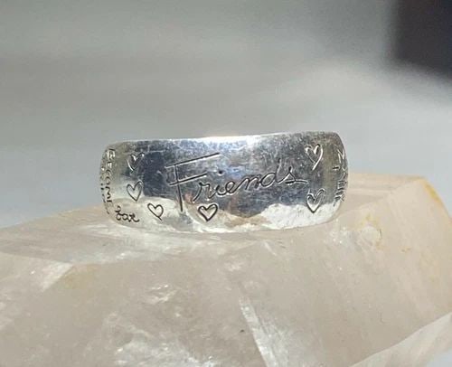 FRIEND RING FRIENDSHIP BAND BFF HEART LOVE STERLING SILVER WOMEN GIRLS (1 of 2)