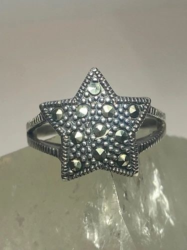 STAR RING MARCASITES CELESTIAL BAND STERLING SILVER WOMEN GIRLS (1 of 2)