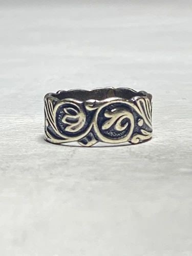 FLORAL RING SCROLL BAND STERLING SILVER WOMEN GIRLS (1 of 2)