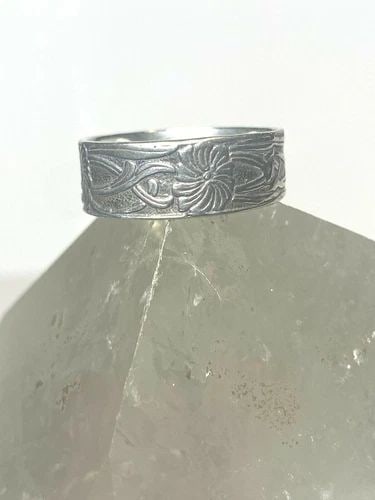 FLORAL RING FLOWERS BAND STERLING SILVER WOMEN GIRLS (1 of 2)