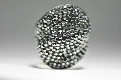 BLACK CRYSTAL RING COCKTAIL BUBBLE DOME RING WOMEN SIZE 7.25: BLACK CRYSTAL RING COCKTAIL BUBBLE DOME RING WOMEN SIZE 7.25 Black crystal ring cocktail bubble dome ring women Size 7.25 Weight 14.9g Widest part of band 1 1/8" Thinnest part of band 3/16"