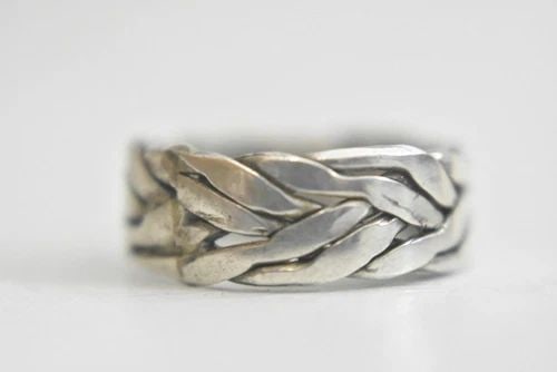 ROPE RING WEAVE WOVEN BAND STERLING SILVER BOYS GIRLS WOMEN SIZE 6.75: ROPE RING WEAVE WOVEN BAND STERLING SILVER BOYS GIRLS WOMEN SIZE 6.75 Rope ring weave woven band sterling silver boys girls women Size 6.75 Weight 4.6g Band Width 1/4"
