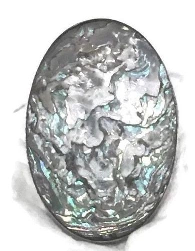 VINTAGE ABALONE STERLING SILVER TRIBAL SEASHELL PINKY SOUTHWEST RING SIZE 5.25: VINTAGE ABALONE STERLING SILVER TRIBAL SEASHELL PINKY SOUTHWEST RING SIZE 5.25 Vintage Abalone Sterling Silver Seashell Ring Made in Mexico Size 5.25 Between a Size 5.25 and a Size 5.50 Weight 4.4g Le