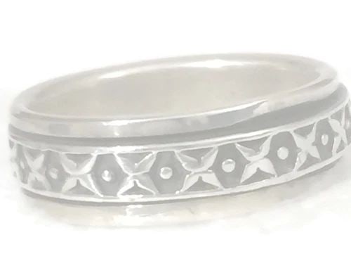 MEN SPINNER RING OR WEDDING BAND VINTAGE STERLING SILVER GEOMETRIC SIZE 12.50 (1 of 2)