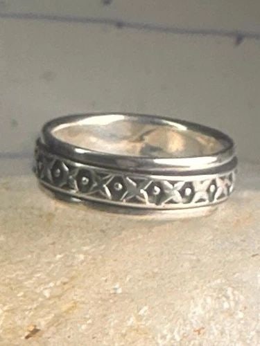 SPINNER RING WEDDING BAND XOXO GEOMETRIC SIZE 12.5 STERLING SILVER WOMEN MEN (1 of 2)