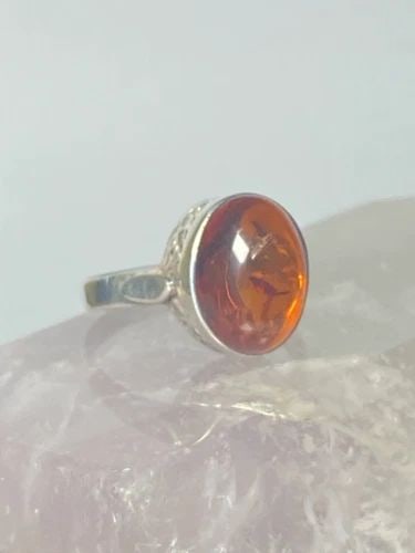 AMBER RING STERLING SILVER LACEWORK WOMEN (1 of 2)