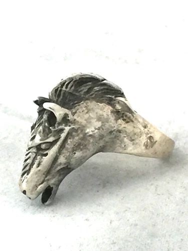 HORSE RING SIZE 4.50 VINTAGE STERLING SILVER BAND COWGIRLS (1 of 2)