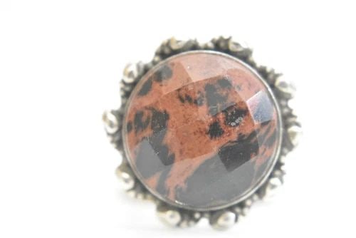 MAHOGANY JASPER RING STERLING SILVER NATURAL EARTH TONES WOMEN SIZE 6.75: MAHOGANY JASPER RING STERLING SILVER NATURAL EARTH TONES WOMEN SIZE 6.75 Mahogany Jasper ring sterling silver natural earth tones women Size 6.75 Weight 7.8g Widest part of band 1" Thinnest part of ba
