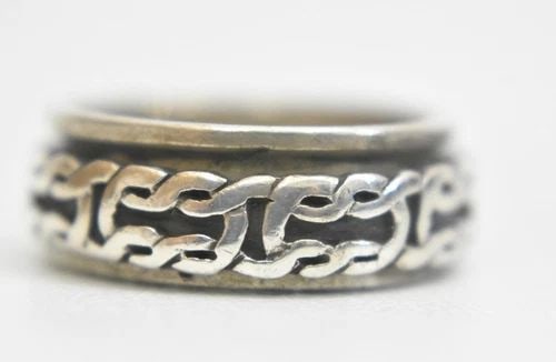 ROPE SPINNER RING THUMB STERLING SILVER MEN BIKER BAND SIZE 10.25: ROPE SPINNER RING THUMB STERLING SILVER MEN BIKER BAND SIZE 10.25 0