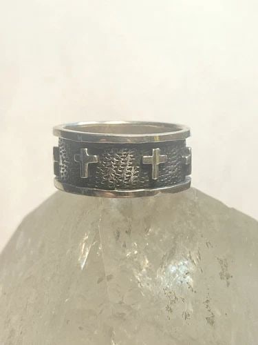 CROSS RING SIZE 7 RELIGIOUS BAND STERLING SILVER WOMEN GIRLS (1 of 2)