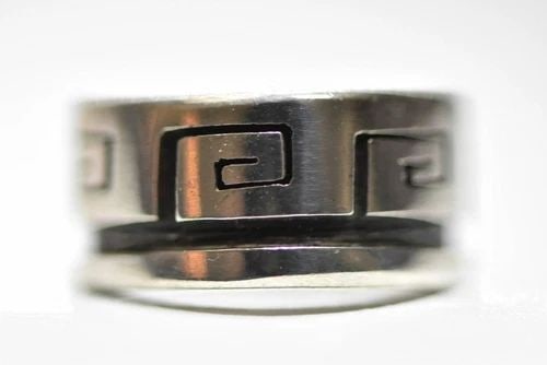 GREEK KEY BAND THUMB RING SOLID STERLING SILVER WOMEN BOYS SIZE 6.75: GREEK KEY BAND THUMB RING SOLID STERLING SILVER WOMEN BOYS SIZE 6.75 Greek Key Band Thumb Ring Solid Sterling Silver Women Boys Men Size 6.75 Weight 8.6g Band width 3/8"
