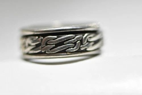 SPINNER RING CHAIN ROPE BAND STERLING SILVER WOMEN BOYS SIZE 6.50 (1 of 2)