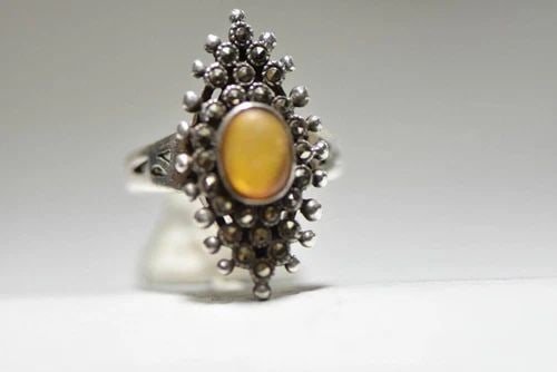 LONG AMBER RING COCKTAIL MARCASITES BAND STERLING SILVER WOMEN SIZE 7.50: LONG AMBER RING COCKTAIL MARCASITES BAND STERLING SILVER WOMEN SIZE 7.50 Listing and template services provided by inkFrog Free First Class shipping and postal insurance is included. If you want to up