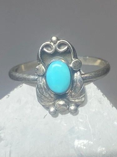 TURQUOISE RING SOUTHWEST PINKY FLORAL LEAVES BLOSSOM BABY CHILDREN WOMEN GIRLS: TURQUOISE RING SOUTHWEST PINKY FLORAL LEAVES BLOSSOM BABY CHILDREN WOMEN GIRLS Turquoise ring southwest pinky floral leaves blossom baby children women girls m Size 3.75 Weight 1.2g Length 7/16" Width