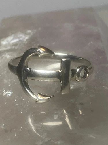 ANCHOR RING NAUTICAL BOAT OCEAN SURFER STERLING SILVER WOMEN GIRL: ANCHOR RING NAUTICAL BOAT OCEAN SURFER STERLING SILVER WOMEN GIRL Anchor ring nautical boat ocean surfer sterling silver women girl Size 9.75 Between a size 9.75 and a size 10 Weight 1.9g Widest part 