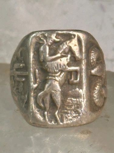 BUCKING BRONCO RING HORSE SNAKE CACTUS COWBOY SOUTHWEST BAND SIZE 9 STERLING (1 of 2)