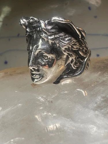 FACE RING CLASSICAL RENAISSANCE BAND SIZE 7.75 STERLING SILVER SIGNED ISRAEL (1 of 2)
