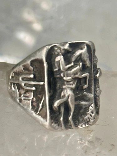 COWBOY RING BRONCO HORSE CACTUS SNAKE BAND SOUTHWEST SIZE 10.50 STERLING SILVER (1 of 2)