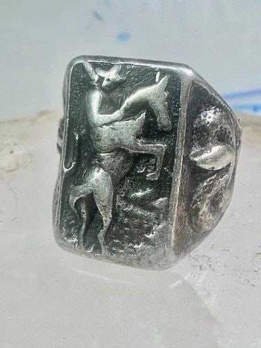 BUCKING BRONCO RING HORSE COWBOY CACTUS SNAKE SOUTHWEST SIZE 8.50 STERLING SILVE (1 of 2)