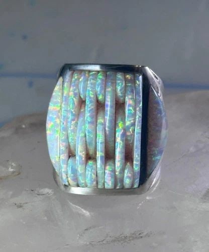 SOUTHWEST RING LAB OPAL COBBLESTONE BAND SIZE 10.75 STERLING SILVER WOMEN MEN: SOUTHWEST RING LAB OPAL COBBLESTONE BAND SIZE 10.75 STERLING SILVER WOMEN MEN Native American ring Lab Opal Cobblestone band size 10.75 sterling silver women men Size 10.75 Between a size 10.75 and a 