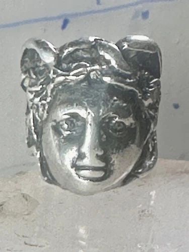 FACE RING CLASSIC MYTHOLOGY WOMAN BAND BIRDS OR SNAKES HEAD MEDUSA?STERLING SILV (1 of 2)