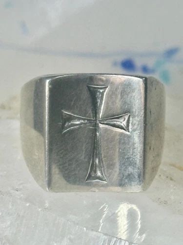 JAMES AVERY RING HEAVY CROSS BAND SIZE 9 STERLING SILVER RELIGIOUS MEN WOMEN (1 of 2)