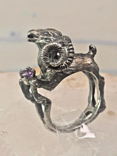 RAM RING SCULPTURAL ARIES BAND LEAVES SIZE 5.75 STERLING SILVER WOMEN (1 of 2)