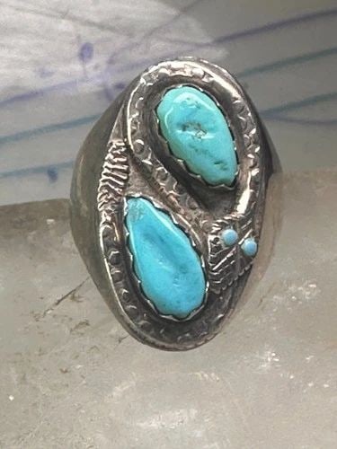 NAVAJO RING SNAKE RING TURQUOISE SIZE 10.25 STERLING SILVER WOMEN MEN (1 of 2)