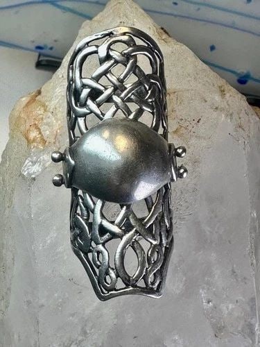 ARMOR RING SIZE 9 RENAISSANCE MEDIEVAL MOVING FULL FINGER BAND STERLING SILVER W (1 of 2)