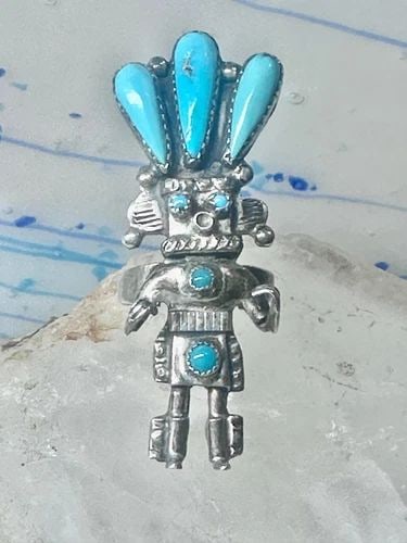 KACHINA RING TURQUOISE SIGNED SIZE 6 STERLING SILVER WOMEN SIGNED AH (1 of 2)