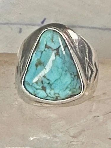 NAVAJO RING TURQUOISE SIZE 8.75 STERLING SILVER WOMEN MEN (1 of 2)