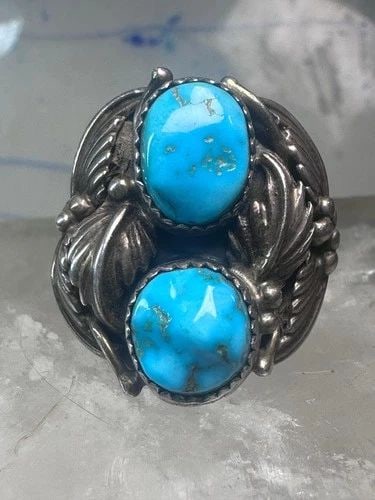 NAVAJO TURQUOISE RING SIZE_9.5 STERLING SILVER WOMEN MEN SIGNED FC (1 of 2)