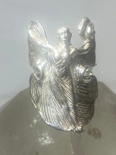 WINGS LADY RING ART DECO INFLUENCES BAND STERLING SILVER WOMEN GIRLS (1 of 2)