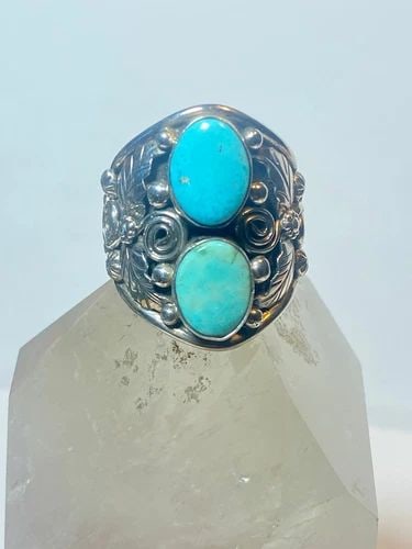 TURQUOISE RING NAVAJO SOUTHWEST STERLING SILVER WOMEN MEN (1 of 2)