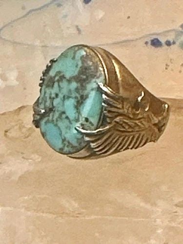 EAGLE RING NAVAJO TURQUOISE SIZE 8.25 STERLING SILVER WOMEN MEN: EAGLE RING NAVAJO TURQUOISE SIZE 8.25 STERLING SILVER WOMEN MEN Eagle ring Navajo turquoise size 8.25 Sterling silver women men Size 8.25 Between a size 8.25 and a 8.50 Weight 24.9g Length 7/8" Width 