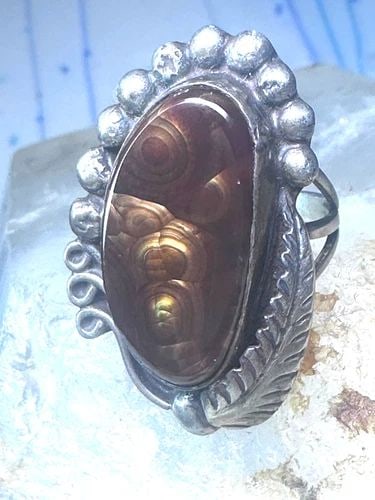 FIRE AGATE RING NAVAJO STERLING SILVER BEADED DESIGN SIZE 5 WOMEN GIRLS (1 of 2)