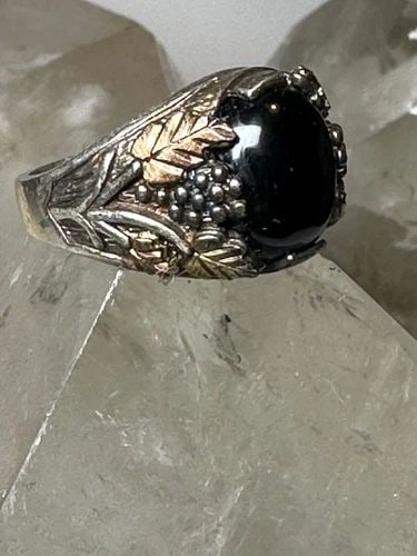 BLACK HILLS GOLD RING SIZE 6.75 ONYX BAND STERLING SILVER WOMEN (1 of 2)