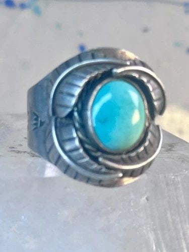 NAVAJO RING TURQUOISE WIDE BAND LEAVES SIZE 10.7 SOUTHWEST STERLING SILVER WOMEN: NAVAJO RING TURQUOISE WIDE BAND LEAVES SIZE 10.7 SOUTHWEST STERLING SILVER WOMEN Navajo Ring Turquoise wide band leaves size 10.7 southwest sterling silver women men Size 10.75 Weight 14.2g Length. 7/