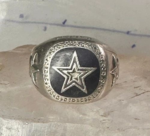 DALLAS COWBOYS RING FOOTBALL SIZE 12.75 BAND STERLING SILVER MEN (1 of 2)
