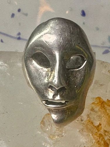 VINTAGE FACE RING MASK BAND FISIZE 7.50 STERLING SILVER WOMEN (1 of 2)