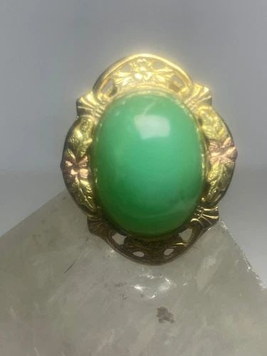 JADE RING FLORAL STERLING SILVER FLORAL BAND WOMEN GIRLS (1 of 2)