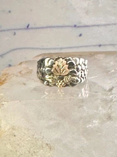 BLACK HILLS GOLD WEDDING RING LEAVES BAND SIZE 11.5 STERLING SILVER WOMEN MEN (1 of 2)