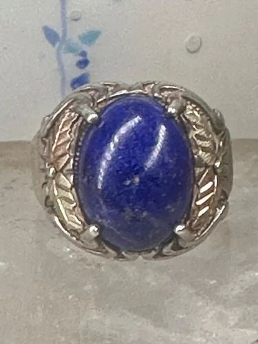 BLUE HILLS GOLD RING BLUE LAPIS BAND LEAVES SIZE 9.75 STERLING SILVER WOMEN MEN: BLUE HILLS GOLD RING BLUE LAPIS BAND LEAVES SIZE 9.75 STERLING SILVER WOMEN MEN Blue Hills Gold ring Blue lapis band leaves size 9.75 sterling silver women men 12K 12K over sterling silver Size 9.75 B