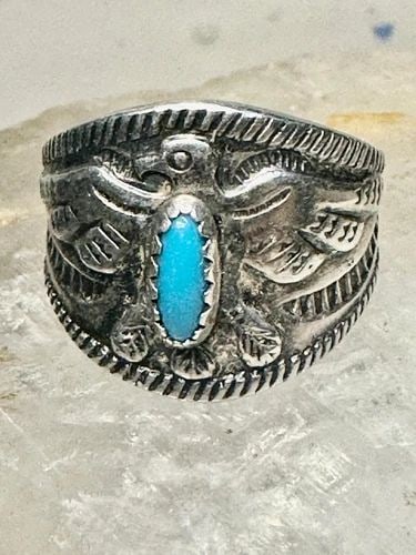 PHOENIX RING SIZE 5 TURQUOISE BAND STERLING SILVER BAND WOMEN BOYS GIRLS (1 of 2)