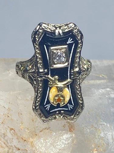 ART DECO RING STAR PINKY FILIGREE STERLING SILVER WOMEN (1 of 2)