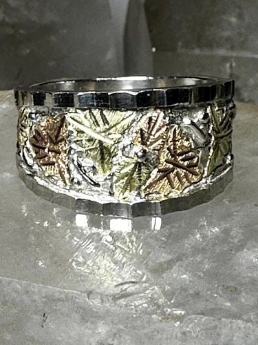 LEAF RING FLORAL WEDDING BAND SIZE 10.75 STERLING SILVER WOMEN MEN (1 of 2)