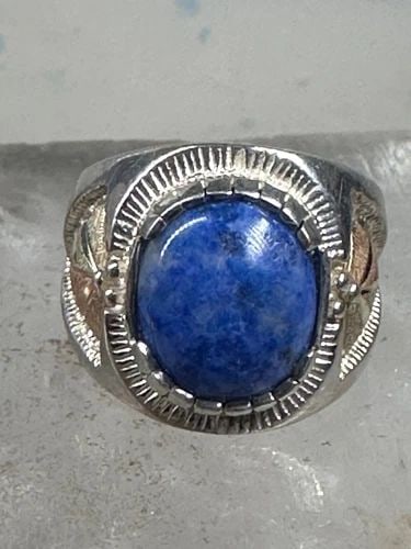 BLACK HILLS GOLD RING LEAVES BLUE LAPIS BAND SIZE 6 STERLING SILVER WOMEN MEN: BLACK HILLS GOLD RING LEAVES BLUE LAPIS BAND SIZE 6 STERLING SILVER WOMEN MEN Black Hills Gold ring leaves blue lapis band size 6 sterling silver women men Detailed with 12 K over the sterling silver 