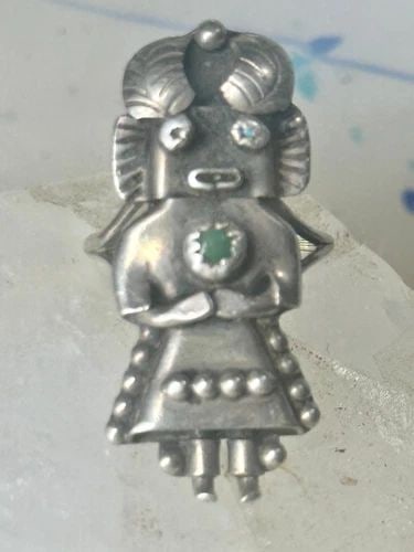 KACHINA RING NAVAJO MANY GOAT SIZE 6.75 TURQUOISE STERLING SILVER WOMEN AS IS: KACHINA RING NAVAJO MANY GOAT SIZE 6.75 TURQUOISE STERLING SILVER WOMEN AS IS Kachina ring Navajo Many Goat Size 6.75 turquoise sterling silver women One eye is missing a turquoise stone Size 6.75 Wei