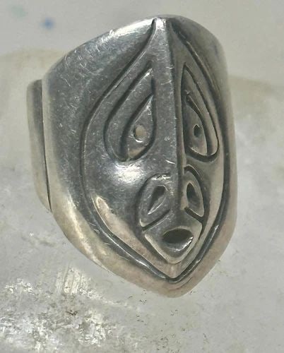 PACIFIC NORTHWEST FACE SPIRIT WIND RING CIGAR BAND SIZE 6 STERLING SILVER WOMEN: PACIFIC NORTHWEST FACE SPIRIT WIND RING CIGAR BAND SIZE 6 STERLING SILVER WOMEN Pacific Northwest face spirit wind ring cigar band size 6 sterling silver women girls Size 6 Weight 9.8g Width 1" Band i
